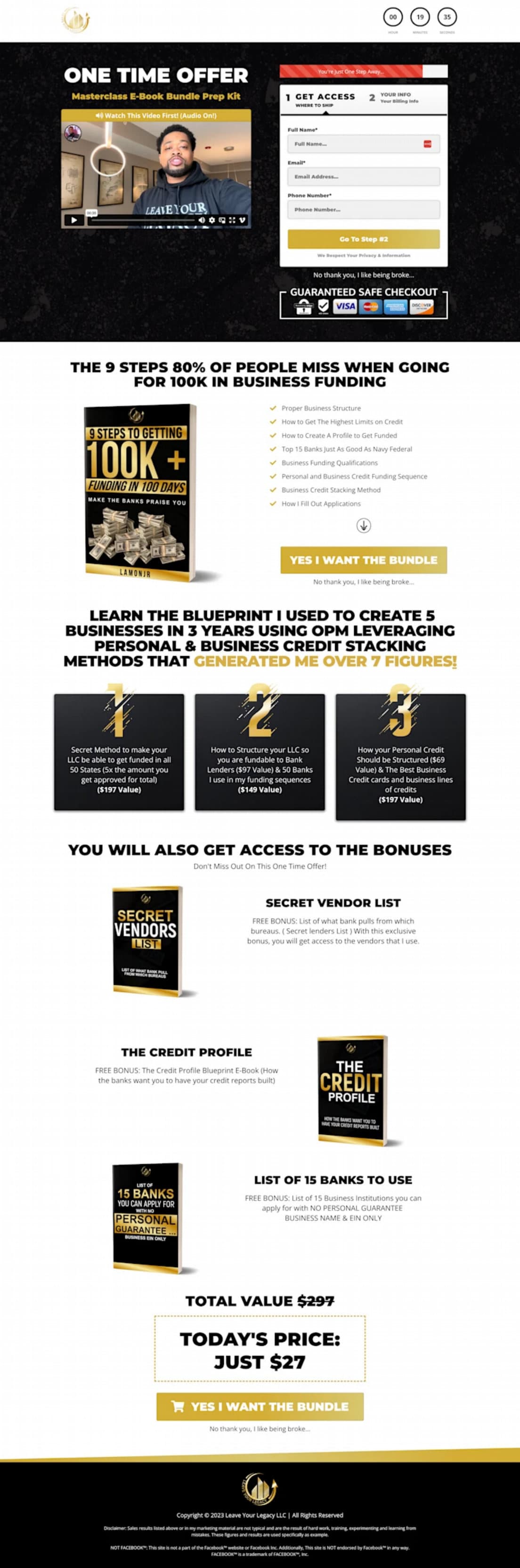 Preview of the completed ebook sales funnel
