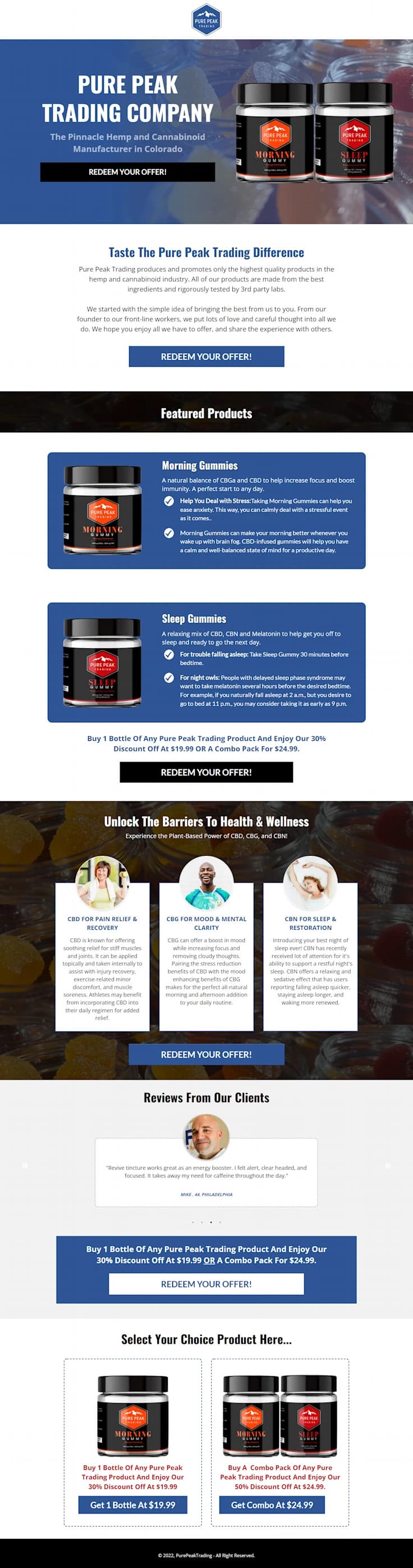 A completed sales funnel landing page